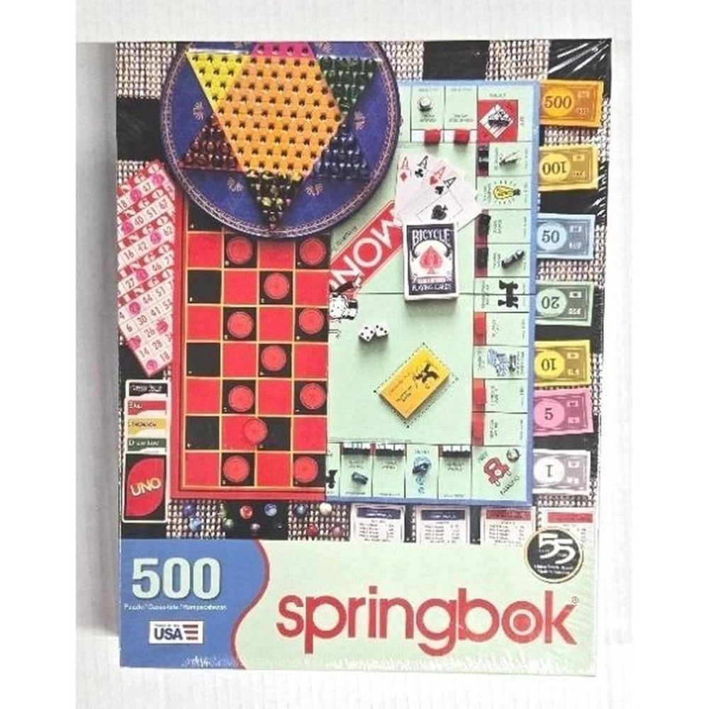 Springbok‎ 500 Piece Jigsaw Puzzle - Game Night Nostalgia Collage - New Sealed